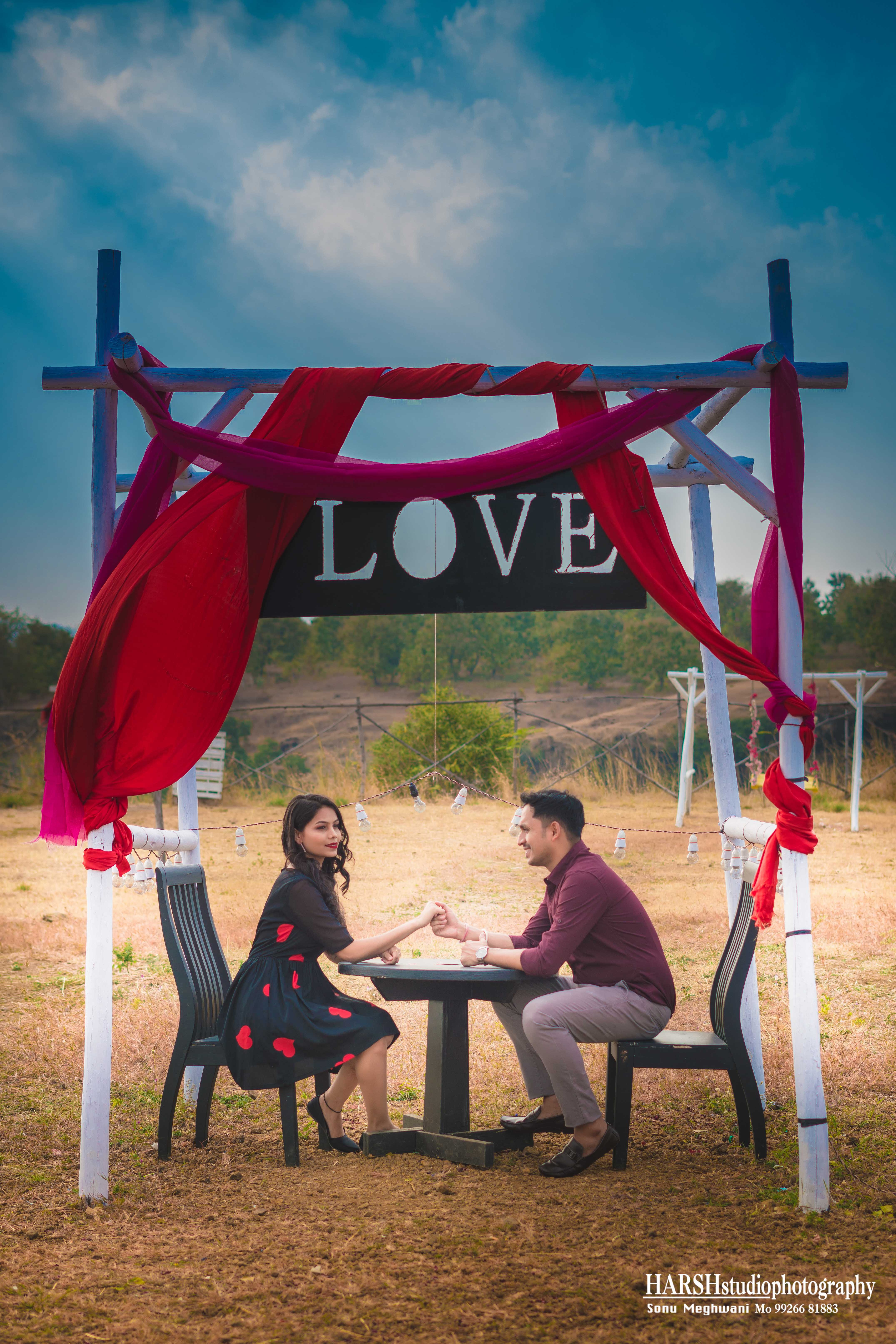 Pre-wedding photoshoot in Indore highlighting a couple's love story captured by Harsh Studio Photography.