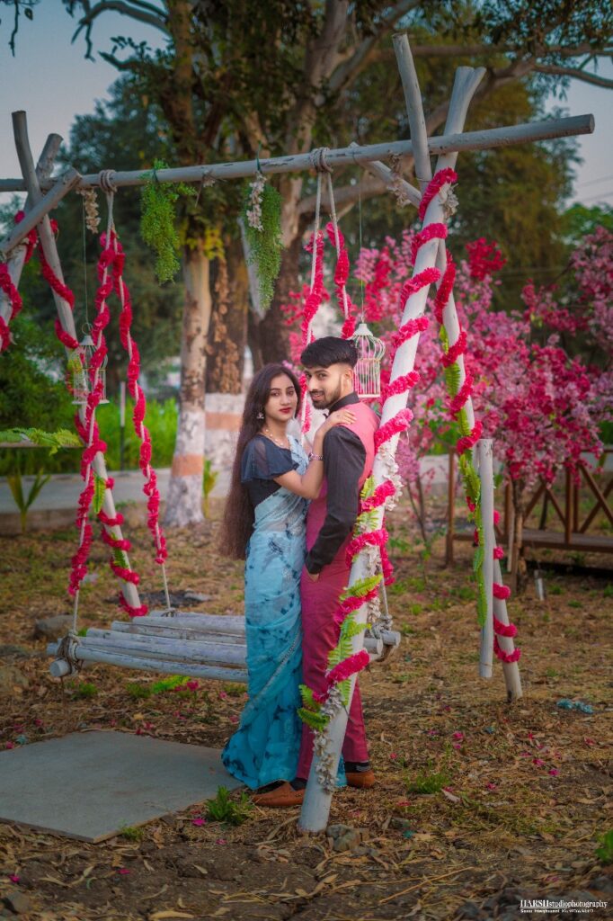 Joyful couple in Film City Indore pre-wedding photoshoot by Harsh Studio Photography