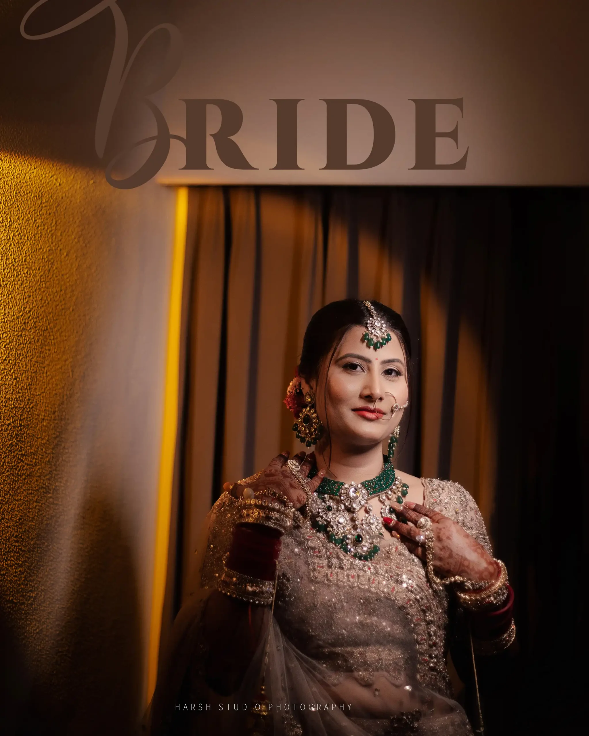 Elegant bridal portrait by wedding photographer in Indore