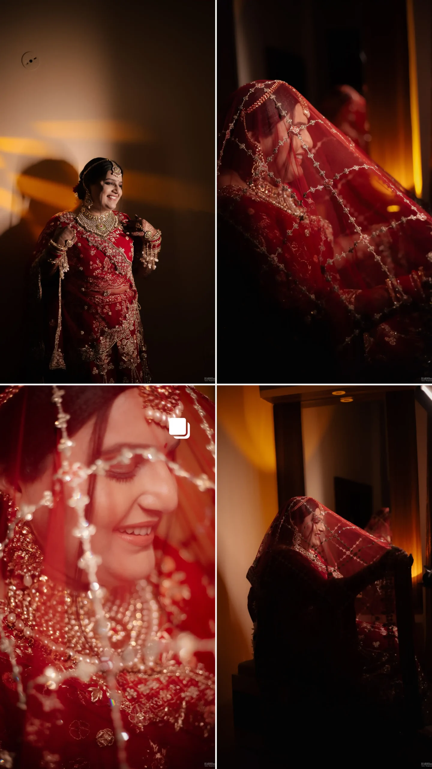 Bride and groom couple portrait by professional wedding photographer in Indore India